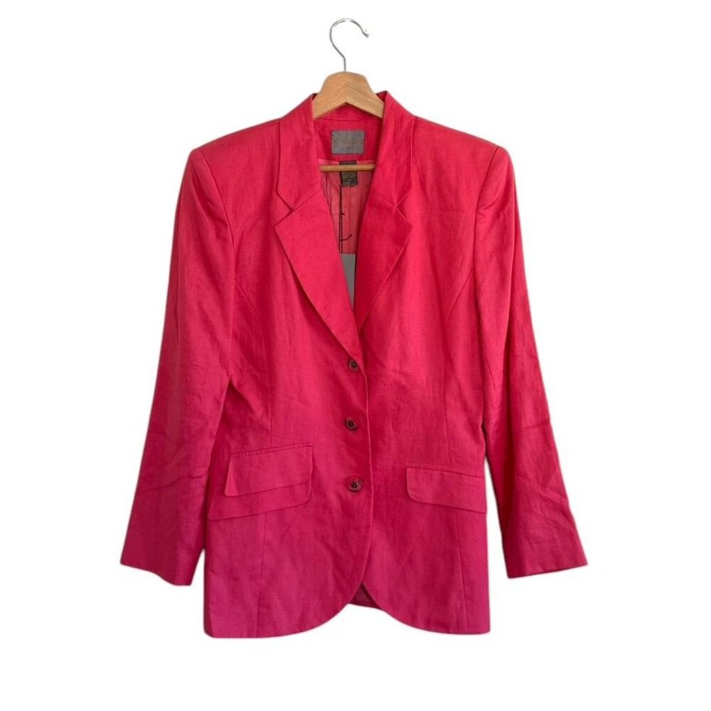 COLLECTION POINT OF VIEW PINK LINEN BLAZER VINTAGE SIZE 10